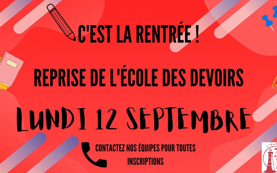 DOUR – L’Enfant Phare : École des devoirs > à partir du 12/09 2022